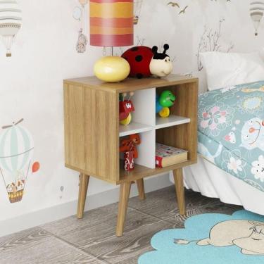 Imagem de Mesa de Cabeceira para Quarto Infantil Angel Espresso Móveis Amendoa/B