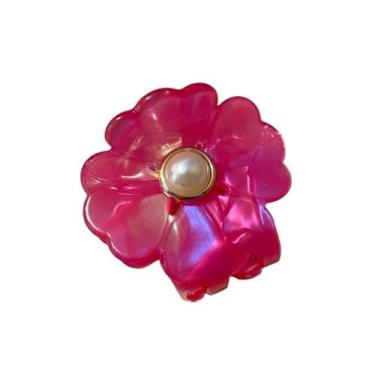 Imagem de Mini Piranha de Flor Marmorizada com Pérola para Cabelo - Pistache Ace