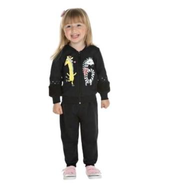 Imagem de Conjunto feminino moletom infantil inverno calça e blusa - Tileesul, P