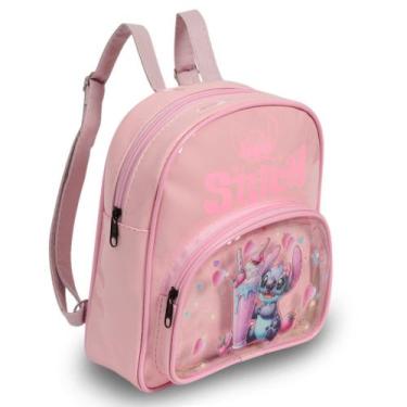 Imagem de Mochila Infantil Mini Bolsa Stitch Creche Passeio Costas - Plike, Rosa