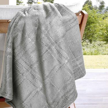 Imagem de Manta Flannel Gales Efeito Jacquard Solteiro 160x240cm 100% Poliéster Microfibra Prata Buettner