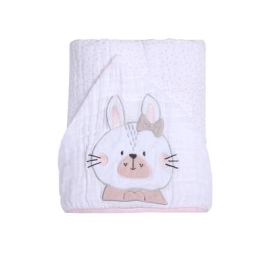 Imagem de Toalha de Banho Bebê Soft Fralda com capuz bordado Papi Friends 90cm x