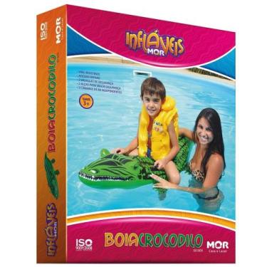 Imagem de Boia Inflável Infantil de Crocodilo Divertido 1,45 m x 47 cm - Mor