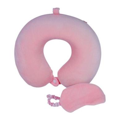 Imagem de Kit Viagem - Travesseiro E Tapa Olho CAA Toys -, Rosa