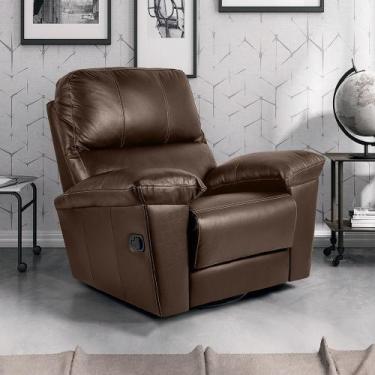 Imagem de Poltrona do Papai de Couro Legítimo Reclinável Relax Marrom - LEME MOV
