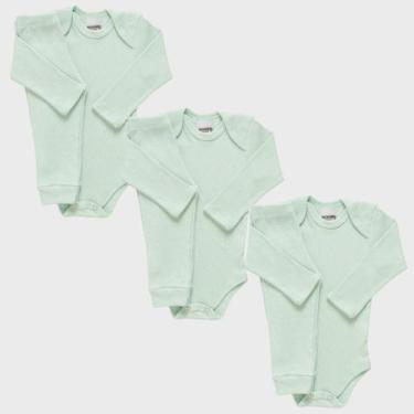 Imagem de Kit 3 Conjuntos Body Bebê Manga Longa + Calça Canelado Enxoval Materni