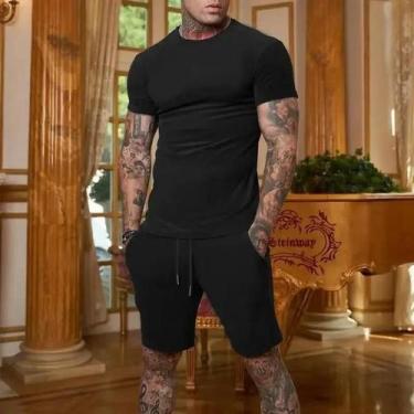 Imagem de Conjunto De Roupas Esportivas Masculinas De Verão, Camiseta De Manga C
