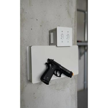 Imagem de Cofre Tomada Discreto Parede Aço Extra Grande Cinza Chave - Congratula