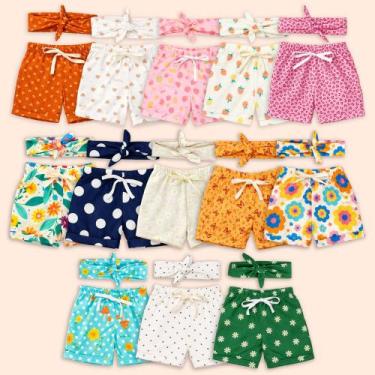 Imagem de Shorts Com Faixinha Minimalista Para Bebês Até 12 Meses Cor:frutasTama