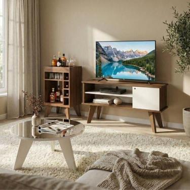 Imagem de Kit Sala de Estar Frank Rack TV 50" 120CM MDF Off White Dkadidecor