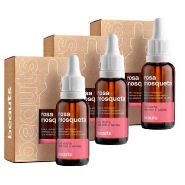 Imagem de Kit 3 Óleo de Rosa Mosqueta 100% Puro 30ml Para Manchas Cicatrizes Est