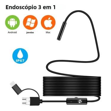 Imagem de Câmera Endoscópica USB 3 Em 1 De 7mm Para Inspeção De Tubulações Em Te