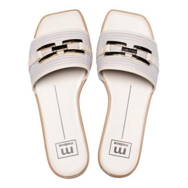 Imagem de Rasteira Feminina Moleca Napa Bico Quadrado Crochê Off White, Off whit