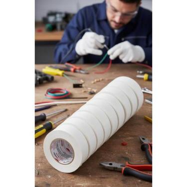 Imagem de Kit 10 Fitas Isolantes Antichama Branca 100m x 19mm Alta Ten - Congrat