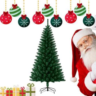 Imagem de Árvore de Natal 1,50 m 300 Galhos Densos Base Metálica Montagem Fácil 