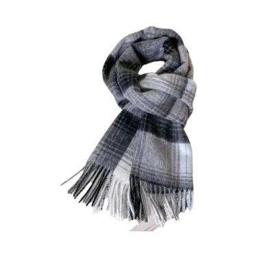 Imagem de Cachecol De Lã Xadrez Vintage Feminino Estilo Preppy Outono Inverno Pa