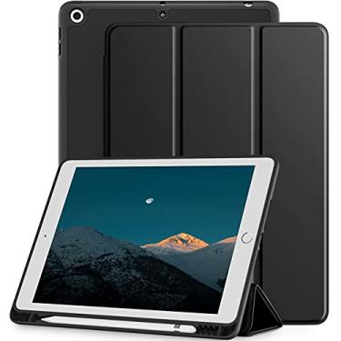 Imagem de Mastten Compatível com iPad 9ª/8ª/7ª geração, capa para iPad de 10,2 polegadas com suporte para lápis, capa traseira com suporte inteligente TPU 2021/2020/2019, despertar/hibernar automaticamente,