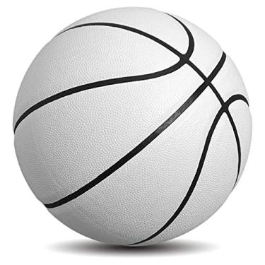 Imagem de MINDCOLLISION Tamanho 5/6/7 Bola de basquete de cor sólida, sem padrão antiderrapante resistente ao desgaste, adequada para crianças internas e externas basquete feminino, jovem, adulto, branco, 7