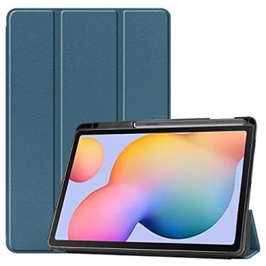 Imagem de Tampas de tablet Para SumSung Galaxy Tab S6 Lite 10.4" (SM-P610 / 615) Tampa do caso da tabuleta, macia Tpu. Capa de proteção com auto vigília/sono Capa protetora da capa (Color : Dark green)