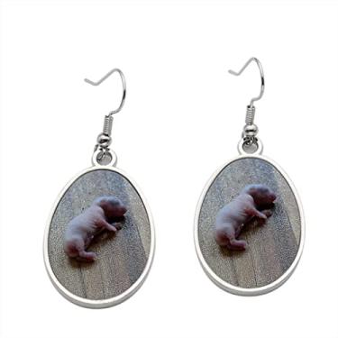 Imagem de Brinco de filhote de rato morto para recém-nascidos deitado em um azulejo no chão – Brincos pendurados para meninas – Presente de festa de aniversário dos namorados