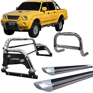 Imagem de Kit Quebra Mato +Estribo Pers +Santo Anto H3 L200 04 Cromado