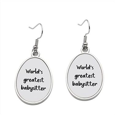 Imagem de Brinco World's Greatest Babysitter – Brincos pendentes para meninas – Presente de festa de aniversário dos namorados, Metal, Sem pedras preciosas