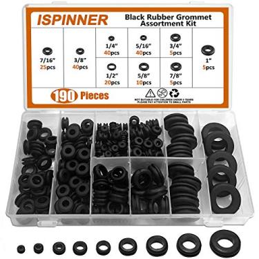Imagem de ISPINNER Kit sortido de ilhós de borracha de 190 peças, 9 tamanhos de vedação de anel de ilhós 1/4" 5/16" 3/8" 7/16" 1/2" 5/8" 3/4" 7/8" 2,5" 1/2" 5/8" 3/4" 7/8" 1"