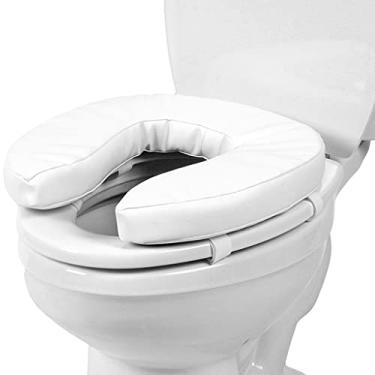Imagem de PCP Almofada elevada para assento de vaso sanitário, suporte confortável acolchoado de 5 cm de altura, ajuste universal, portátil com alças de fixação ajustáveis