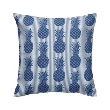 Imagem de Capa de almofada VivaIN estampa abacaxi azul semi impermeável
