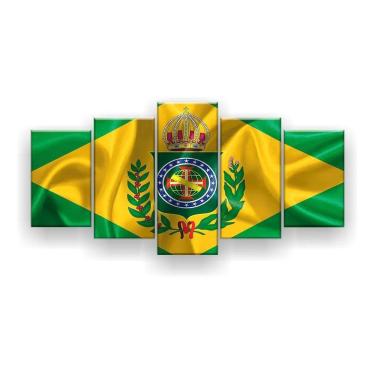 Imagem de Quadro Decorativo Bandeira Brasil Império 5pc 129x61