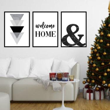 Imagem de Kit 3 Quadros Decorativos Welcome Home - Triângulos
