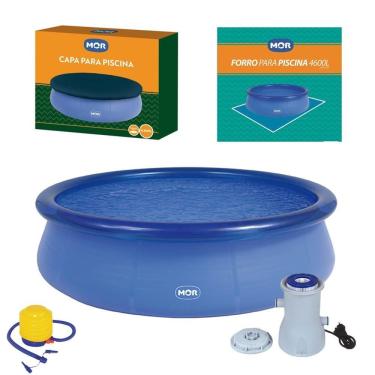 Imagem de Kit Piscina Inflável Splash Fun 4600 Litros  + Capa + Forro + Filtro + Inflador - Mor
