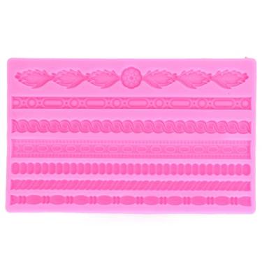 Imagem de Molde de silicone de corda de malha de p¨¦rola 3d, moldes de bolo de a?¨²car de fondant, ferramentas de decora??o de bolo, molde de decora??o de bolo reutiliz¨¢vel de grau aliment¨ªcio para bolos gel