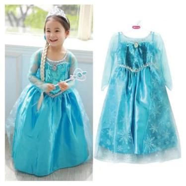 Imagem de Fantasia Elsa Frozen Infantil Luxo Disney Princesas Tamanho 8 - Amora