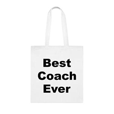 Imagem de Bolsa Coach Tote Bag, Best Coach Ever Bag, presente de ônibus, presente para treinador, bolsa de ombro ônibus, bolsas reutilizáveis, ideia de de Natal, Branco
