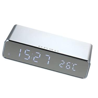 Imagem de Qudai Carregador sem fio Relógio de mesa LED Relógio digital Medidor de temperatura ℃ / ℉ Dispositivo de carregamento sem fio selecionável LED Despertador com calendário para dormitório em