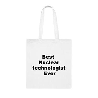 Imagem de Bolsa tote tecnológica nuclear, Melhor bolsa tecnólogo nuclear de todos, presente tecnólogo nuclear, bolsas reutilizáveis, tecnólogo nuclear, ideia de de Natal, Branco
