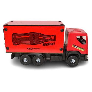 Caminhão Truck Baú Coca Cola Madeira E Plastico Brinquedo 26x70cm