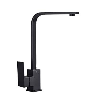 Imagem de Torneira de cozinha preta 360 graus de rotação quente e frio misturador guindaste montagem de convés único punho água macia, preto, china