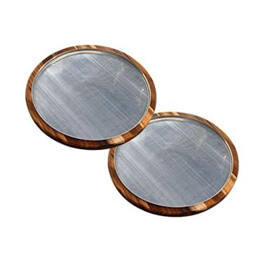 Imagem de Kit 2 Tábuas Suporte Madeira Pizza 30 cm Com Forma Alumínio