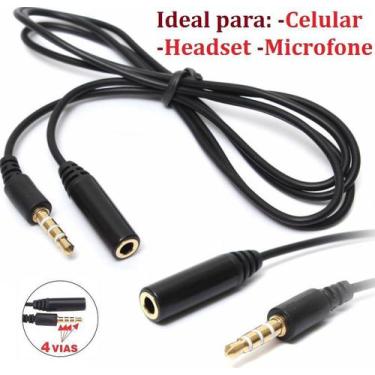 Imagem de Cabo Extensor Extensão P3 4 Vias Para Headset Celular Fone De Ouvido U