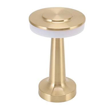 Imagem de Diydeg Abajur de Mesa Sem Fio, Estilo Retrô, Controle de Toque, 3 Cores, Aparência de Tinta Metálica, Lâmpada de Mesa LED, Galvanoplastia Anti-oxidação, Luz Suave Portátil Luz Noturna (Dourada)