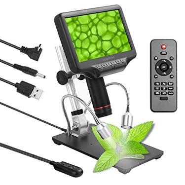 Imagem de Qudai AD407 7 Polegada Tela 3D Microscópio Digital 270X 1080P Interface Multimídia Microscópios de Longa Distância de Objeto para Telefone Móvel Reparando Solda com Tela Ajustável e Suporte NP