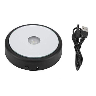 Imagem de Base de exibição de luz LED, suporte de base de exibição de luz, suporte de exibição colorida de LED de 6 cores, luzes de mudança alimentado por bateria USB, base de luz LED redonda para arte de vidro de cristais, decoração de casa (preto)