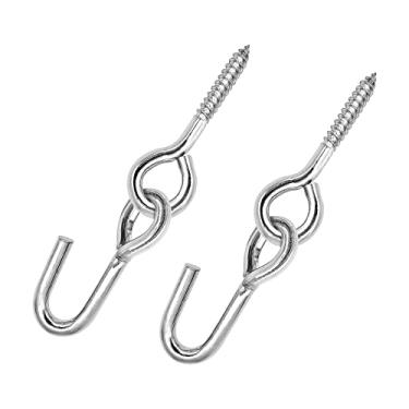 Imagem de ROOITY Ganchos e ganchos de rede, 2 pacotes, galvanizado, acessórios de aço antiferrugem para serviço pesado, parafusos de parafuso de olho kit de pendurar ferragens para árvores, redes de ioga, balanço, cadeira de rede, interior, exterior