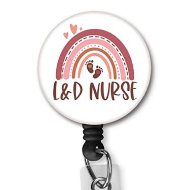 Imagem de Yzkkbi Trabalho e parto enfermeira crachá clipe ID cartão de nome chaveiro crachá retrátil clipe jacaré cabo de nylon cordão de enfermeira médico cordão
