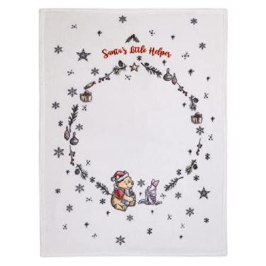 Imagem de Disney Ursinho Pooh e leitão branco, vermelho e verde guirlanda de Natal Papai Noel ajudante foto Op cobertor de bebê super macio