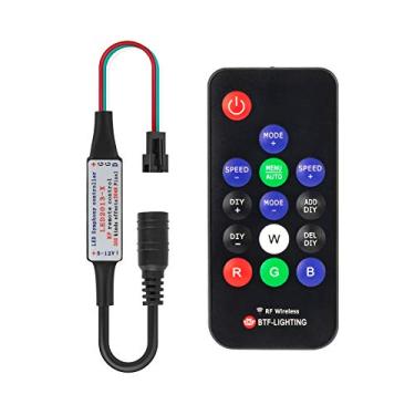 Imagem de BTF-LIGHTING WS2811 WS2812B 1903 DC5/12V Controlador de LED RF RGB sem fio 300 tipos de mudanças, módulos de fita de pixel de LED de cor digital Entrada = Tensão Ouput Perfeito para projetos DIY preto