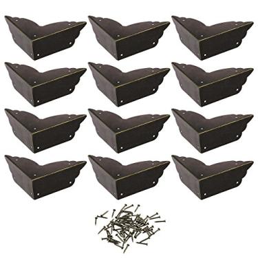 Imagem de Pacote Cosmos com 12 caixas de metal antigas protetoras de canto protetor de borda de segurança armário móveis canto amortecedores de metal, cor de tom de bronze