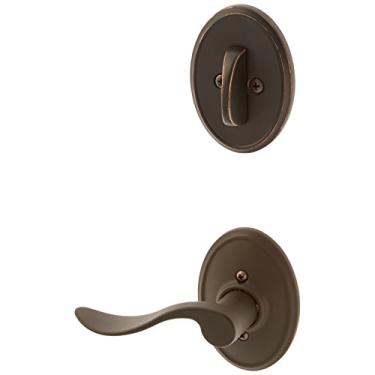 Imagem de Schlage Lock Company F94ACC613WKFLH Pacote interno de bronze polido a óleo, maçaneta com detalhe no interior, pacote com placa de proteção e rosa decorativa Wakefield